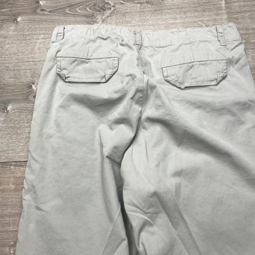 Banana Republic Mens 33R Wide Leg Cargo Pants Cotton Khaki Gray Zipper Y2K Baggy